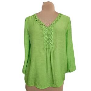 Counterparts Green Embroidered Eyelet‎ Cut Out Relaxed Fit Small Neon Green